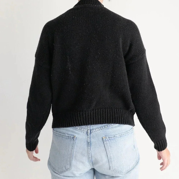 Vintage Attitude Black Argyle Pattern Knit Mockneck Sweater S - Picture 3 of 12